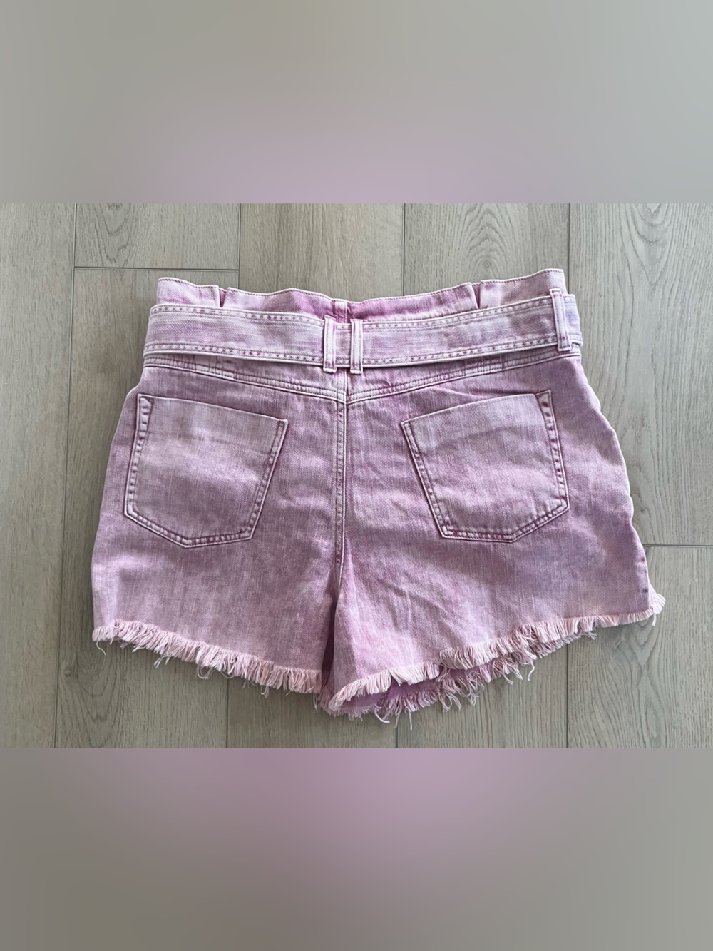 NWT Free People See You Sometime Denim Pink Cut Off Shorts Belted Fray Hem XL - Picture 5 of 11